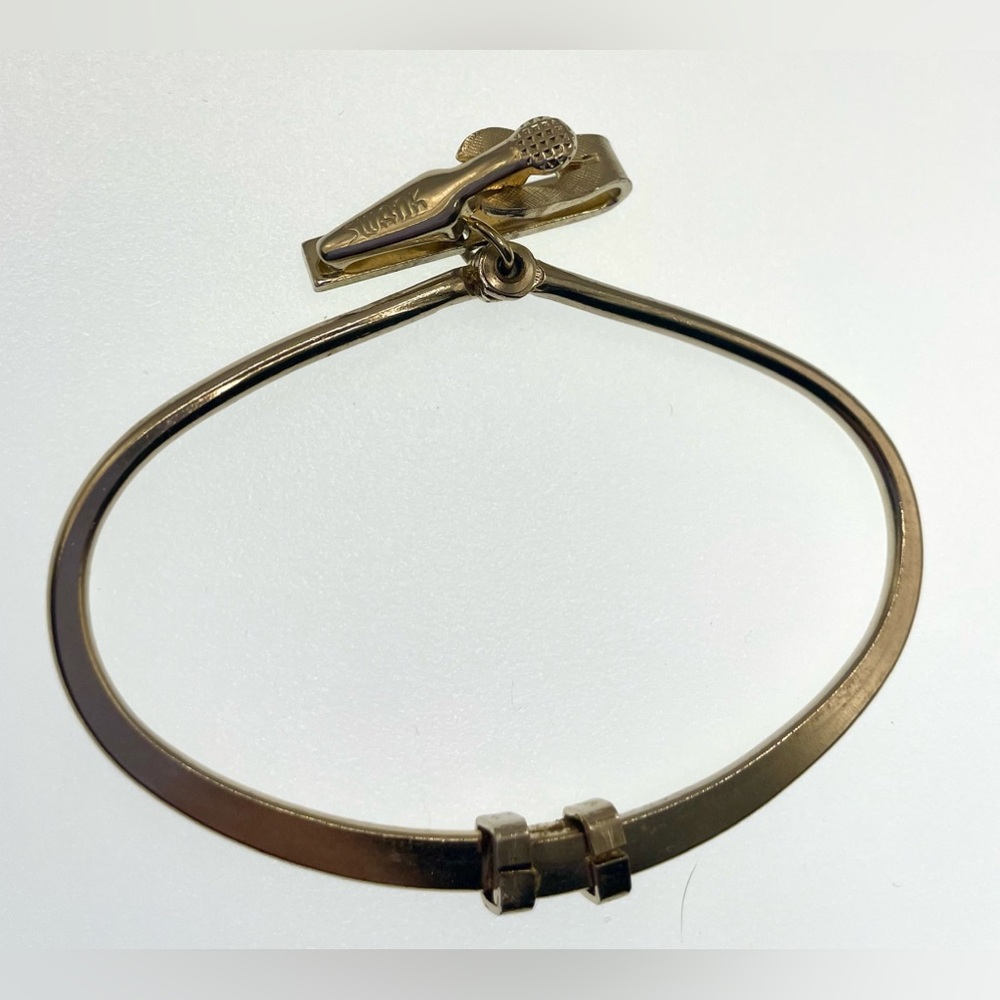 3 for $30 Vintage Signed Swank Gold Tone Open Loop Expandable Tie Ring Clip - Picture 7 of 8